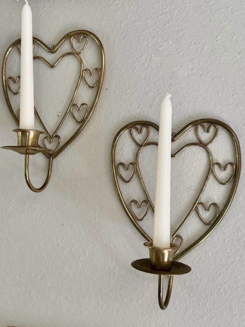 Home Interiors & Gifts/HOMCO ‘70’s pair of heart shaped candle holders.